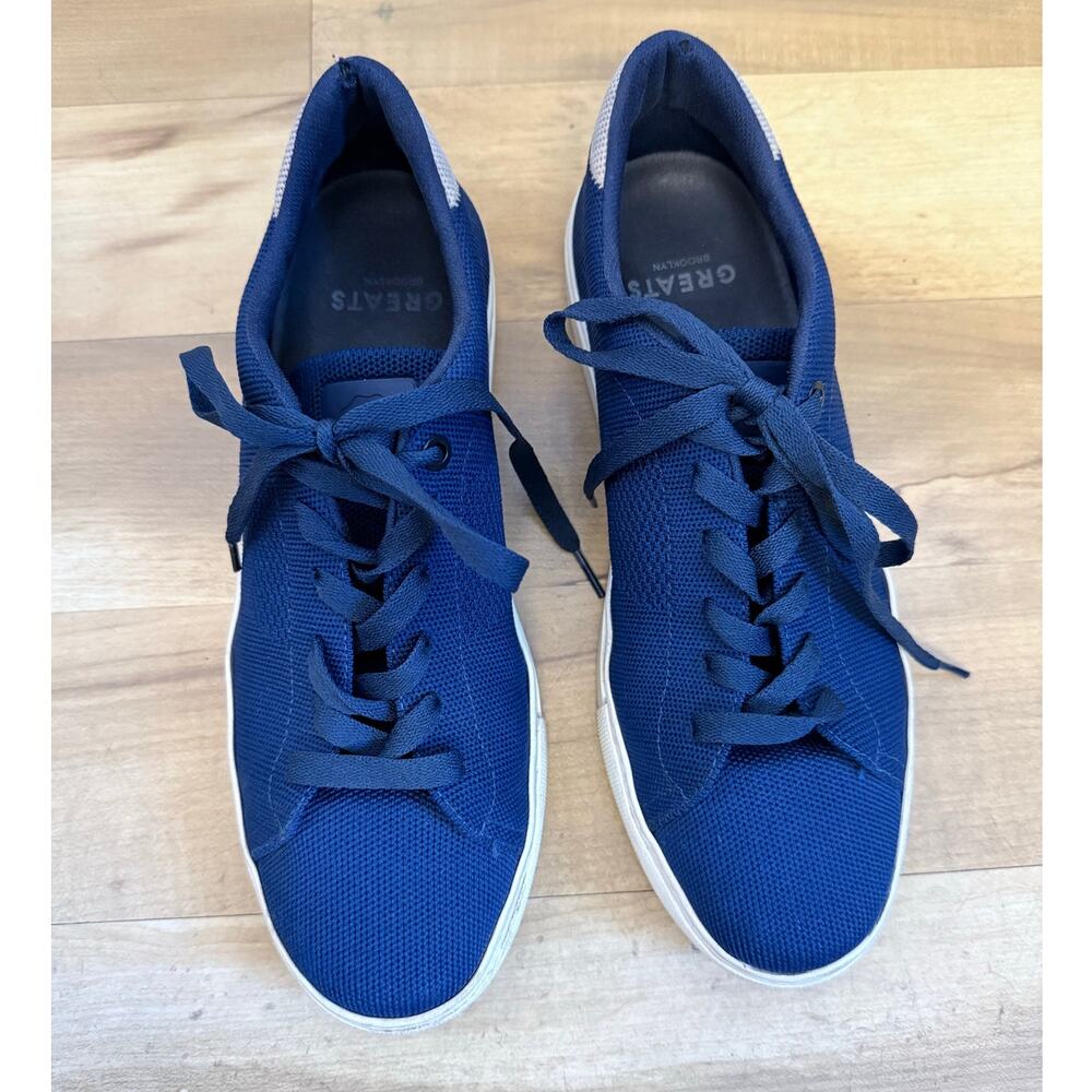 GREATS Brooklyn navy blue white Royale knit lace up sneaker shoes - Picture 2 of 12